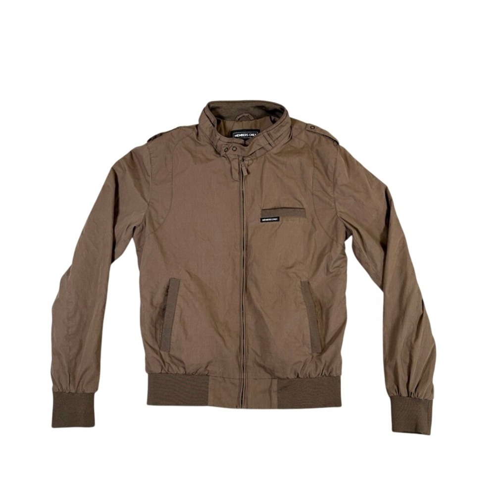 Members Only Iconic Racer Jacket Brown Small Mens Full Zip Windbreaker Jacket